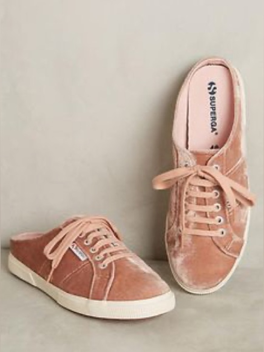 NWOT Anthropologie Superga Velvet Mule Sneakers in Copper Tan